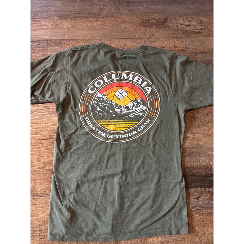 Columbia Mens Graphic T-Shirt Olive Green Greater Outdoor Gear Mountain Small